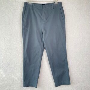 Gap Slim Ankle Pant Blue Gray Cotton Stretch Chino Trousers Womens 12 NEW